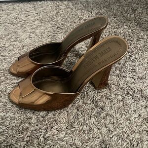 Steve Madden Prosecco Bronze Heeled Mules